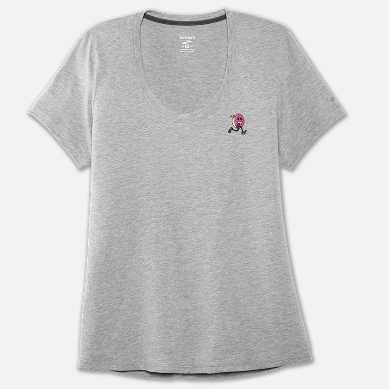 Brooks Run Happy Graphic Women's Short Sleeve Running Shirt - Grey (69780-WMRH)